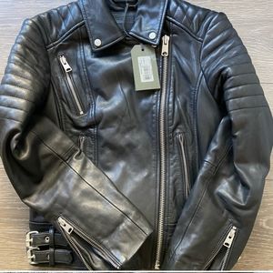 NWT Allsaints Papin Leather Biker Jacket size US 4
